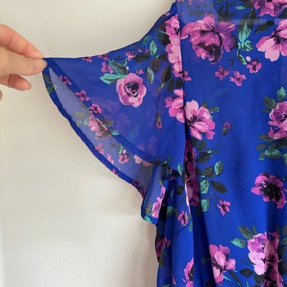 Torrid Blue & Purple Floral Sheer Dress - Picture 7 of 10